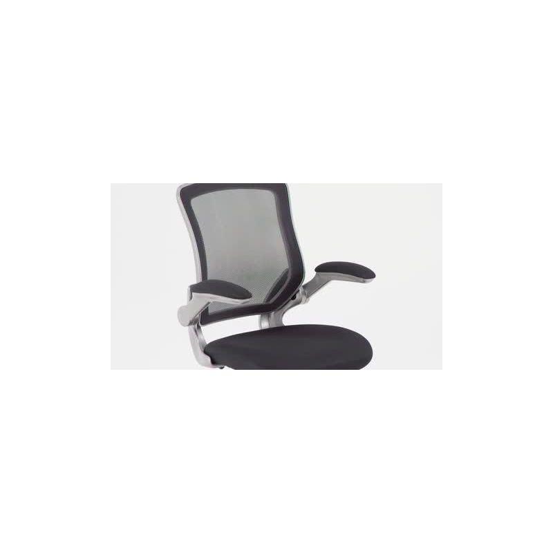 Flash Furniture Mid-Back Black Mesh Swivel Ergonomic Task Office Chair with Gray Frame and Flip-Up Arms
