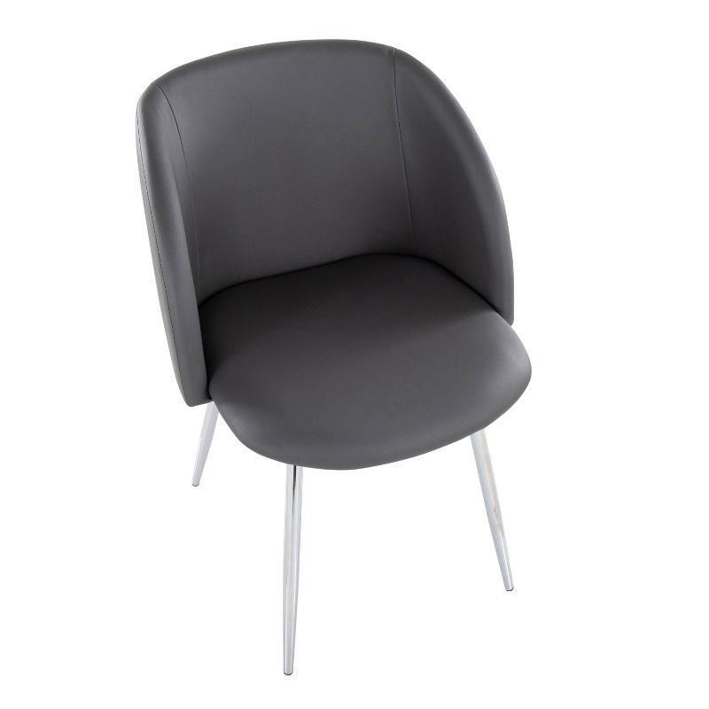 LumiSource Set of 2 Fran Dining Chairs Chrome/Gray: Upholstered, Metal Frame, Contemporary Style