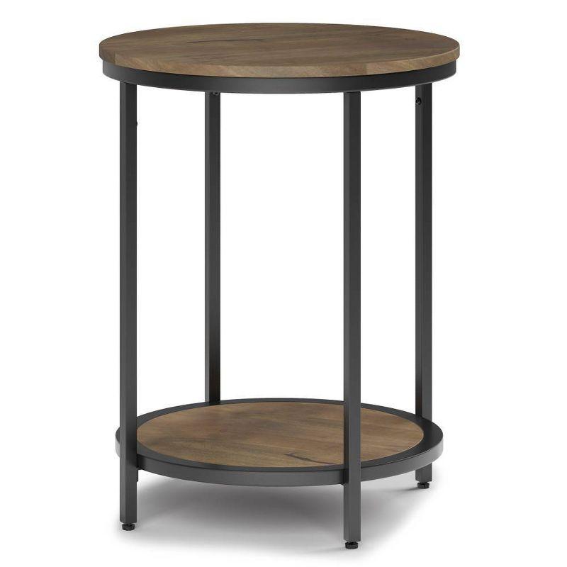 Alrich 18" Warm Grey Round Wood and Metal Side Table