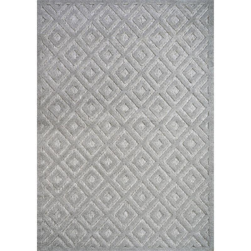 3'x5' Portmany Neutral Diamond Trellis Indoor/Outdoor Area Rug, Light Gray - JONATHAN Y