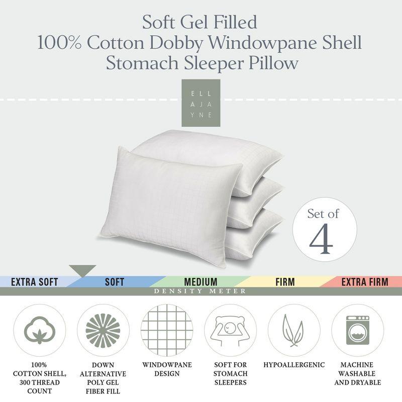 Ella Jayne 100% Cotton Dobby-Box Shell Soft Stomach Sleeper Down Alternative Pillow, Set of 4 - Queen