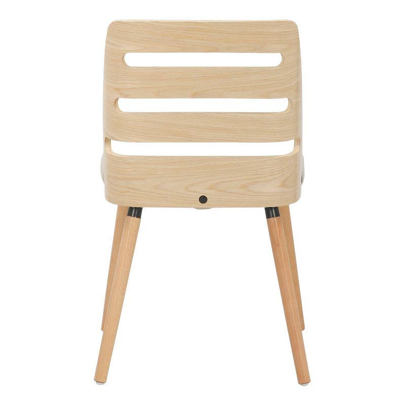 Cream Fabric and Natural Wood Upholstered Ladderback Side Chair