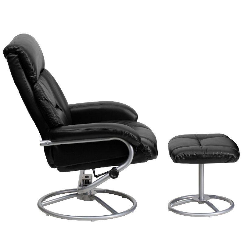 Flash Furniture Contemporary Multi-Position Recliner and Ottoman with Metal Base in Black LeatherSoft