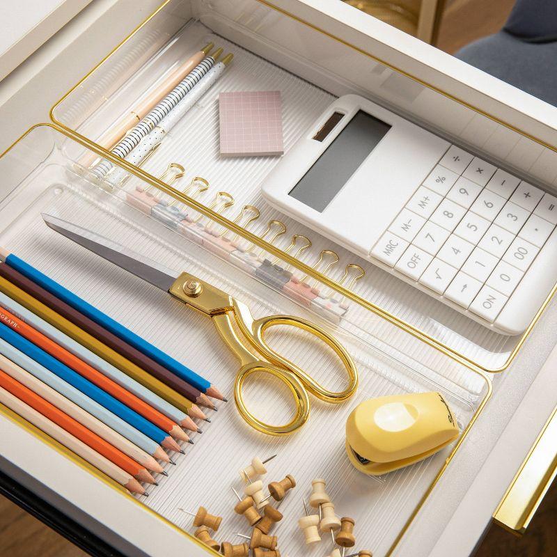 Thomas Martha Stewart Plastic Stackable Office Desk Drawer Organizers with Metallic Trim, 12" x 6"