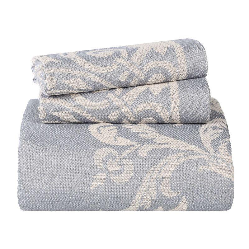 Lightweight Cotton Blend Oversized Jacquard Vintage Medallion Bedspread Set, Full, Slate Blue - Blue Nile Mills
