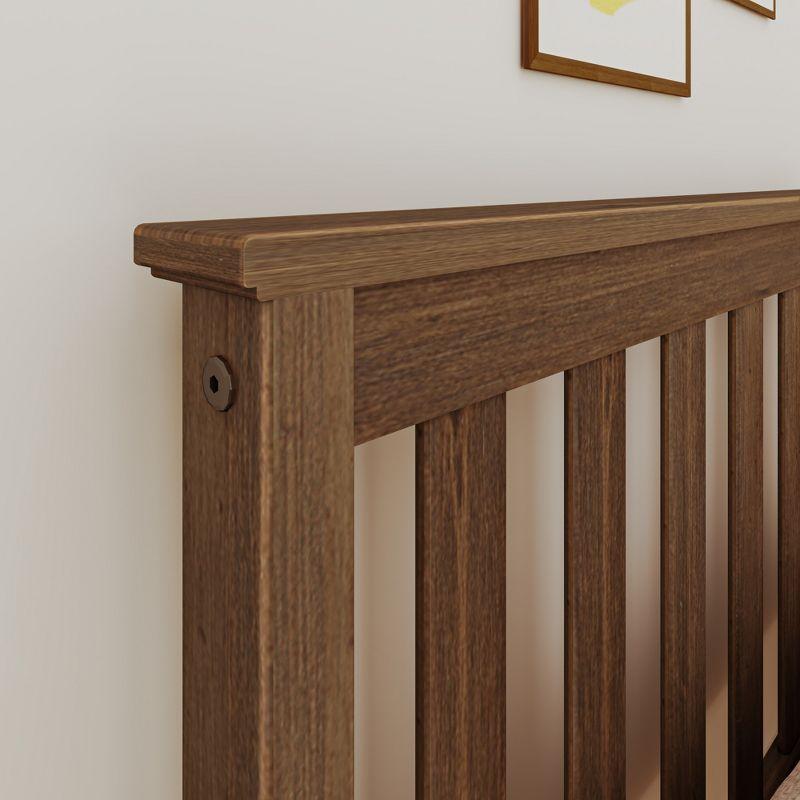 Max & Lily Twin Bed Frame with Headboard, Solid Wood Platform Bed for Kids, Walnut