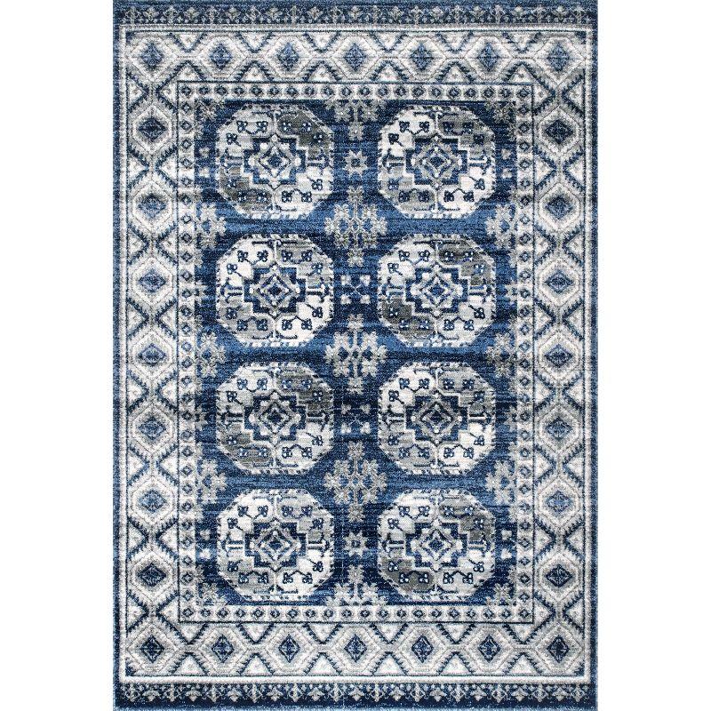 Shea Vintage Blue Rectangular Easy-Care Synthetic Area Rug