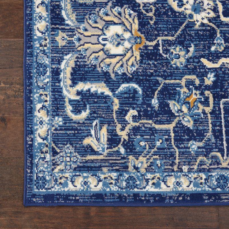 Navy Blue Traditional Persian 4' x 6' Synthetic Area Rug