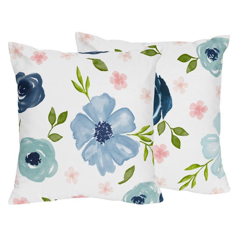 Watercolor Floral Square Pillow Cover & Insert