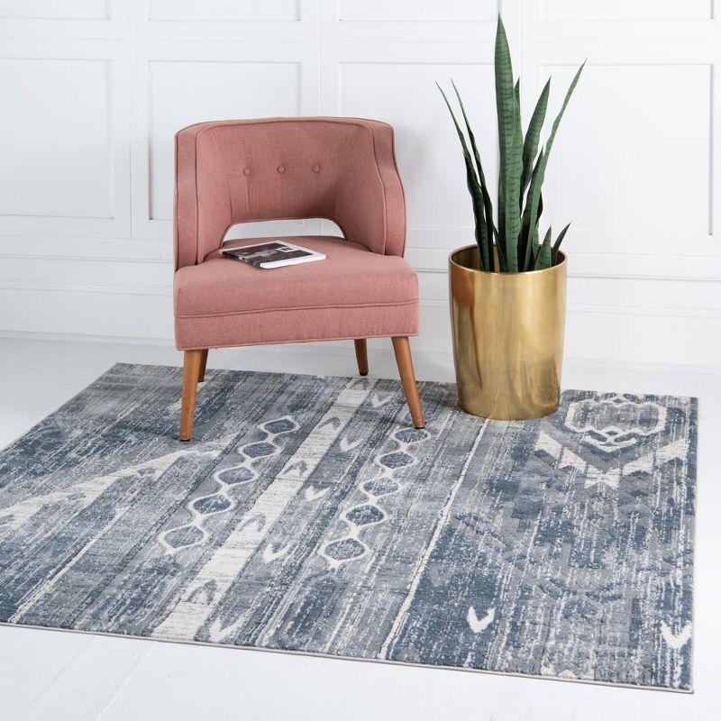 Unique Loom Portland Collection Area Rug - Orford (6' 1" Square Blue Gray/Gray)