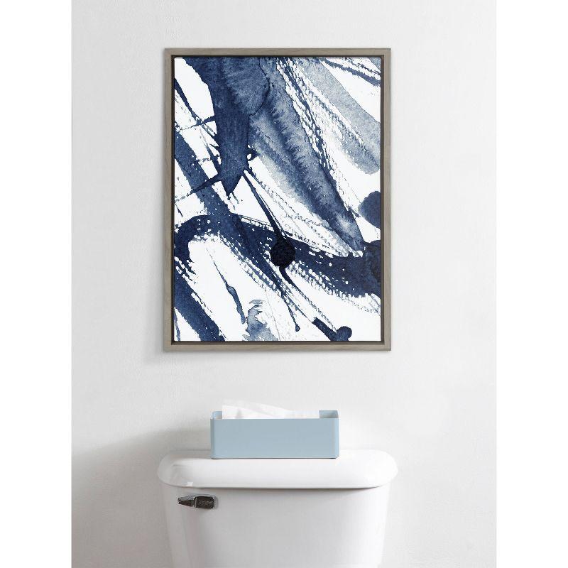 18" x 24" Sylvie Indigo Watercolor by Amy Peterson Art Studio Framed Wall Canvas Gray - Kate & Laurel All Things Decor