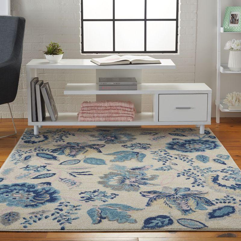 Nourison Tranquil 6' X 9' Ivory/Light Blue Indoor Area Rug French Country Eclectic Floral by Nourison