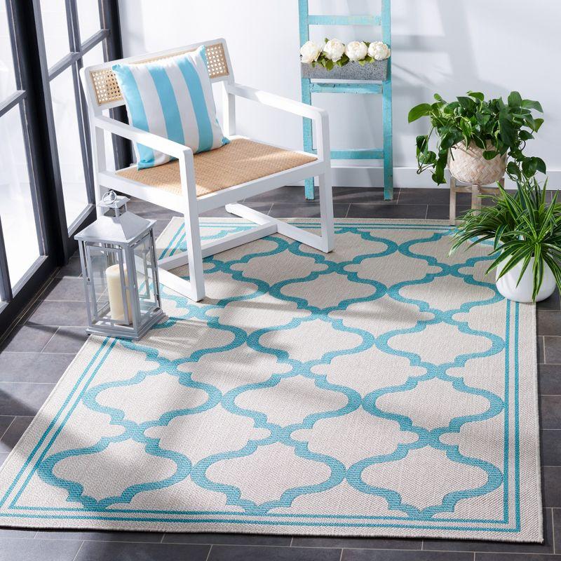 Bermuda BMU810 Power Loomed Indoor/Outdoor Machine Washable Accent Rug - Beige/Aqua - 3'x5' - Safavieh