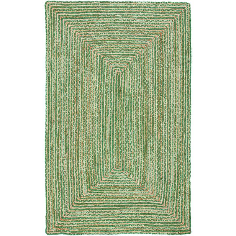 Hand-Knotted Boho-Chic Green/Natural Cotton Area Rug 4' x 6'