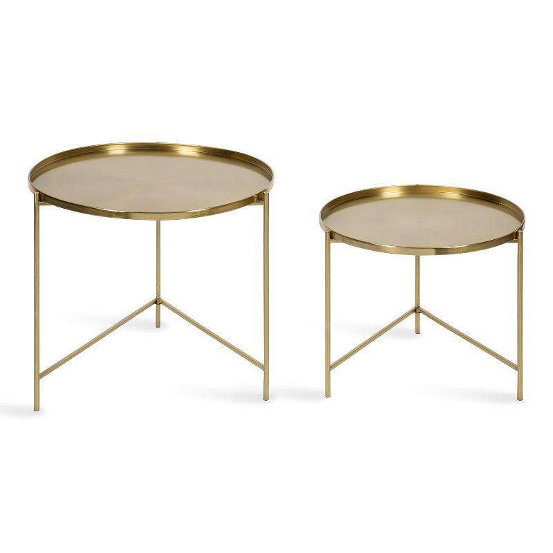 Kate and Laurel Ulani Round Metal Nesting Table, 2 Piece, Gold