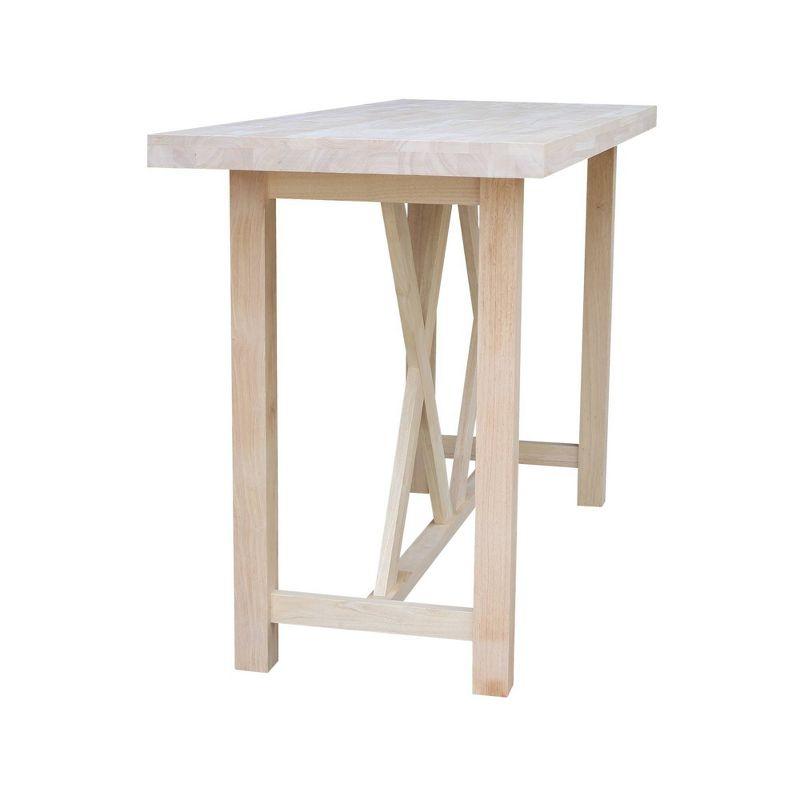Paul Bar Height Table Unfinished - International Concepts: Solid Wood, 42" High, Rectangular, Seats 4