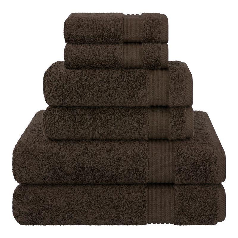 American Soft Linen Bekos 6 Piece Towel Set, 100% Cotton Bath Towel Set for Bathroom, Brown