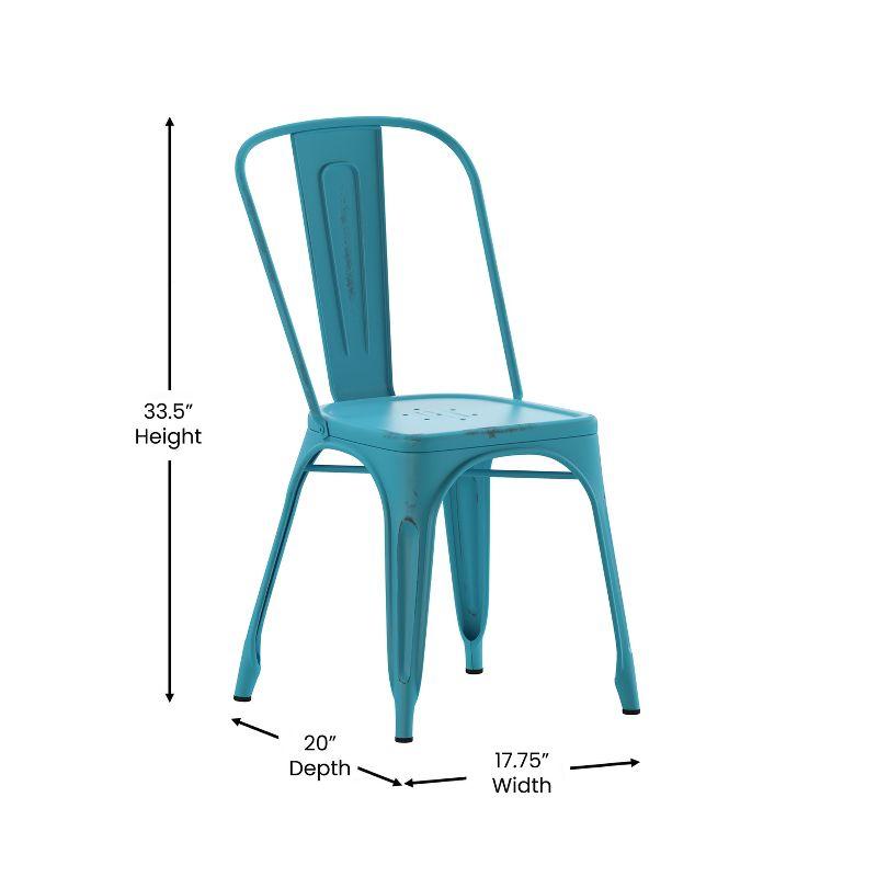 Emma and Oliver Commercial Grade Distressed Colorful Metal Indoor-Outdoor Stackable Chair