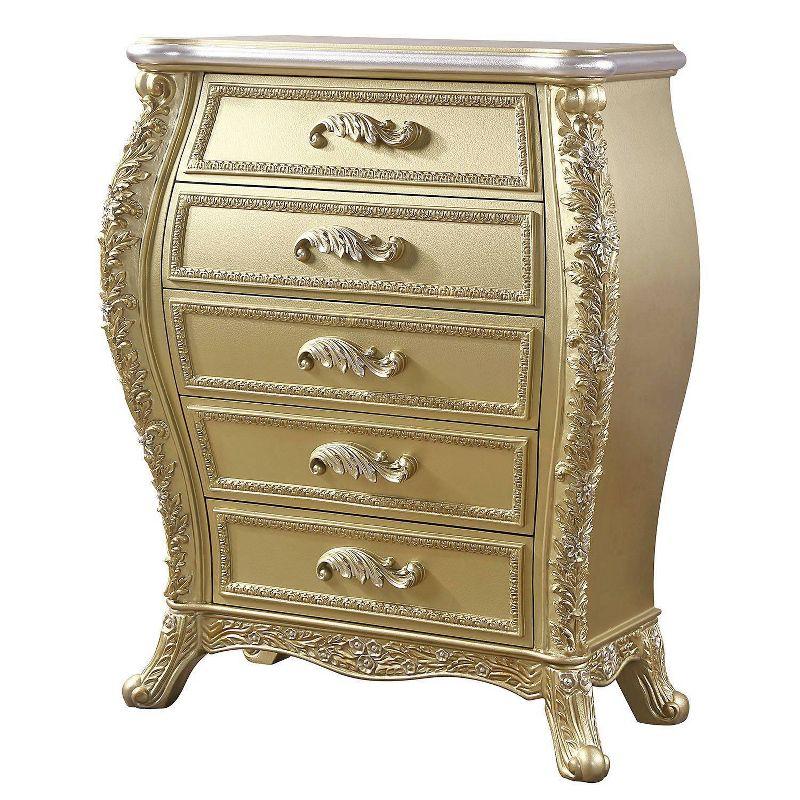 Acme Furniture 46" Cabriole Decorative Storage Drawer Gold Finish: 5-Drawer, Wood Composite, No Assembly Required