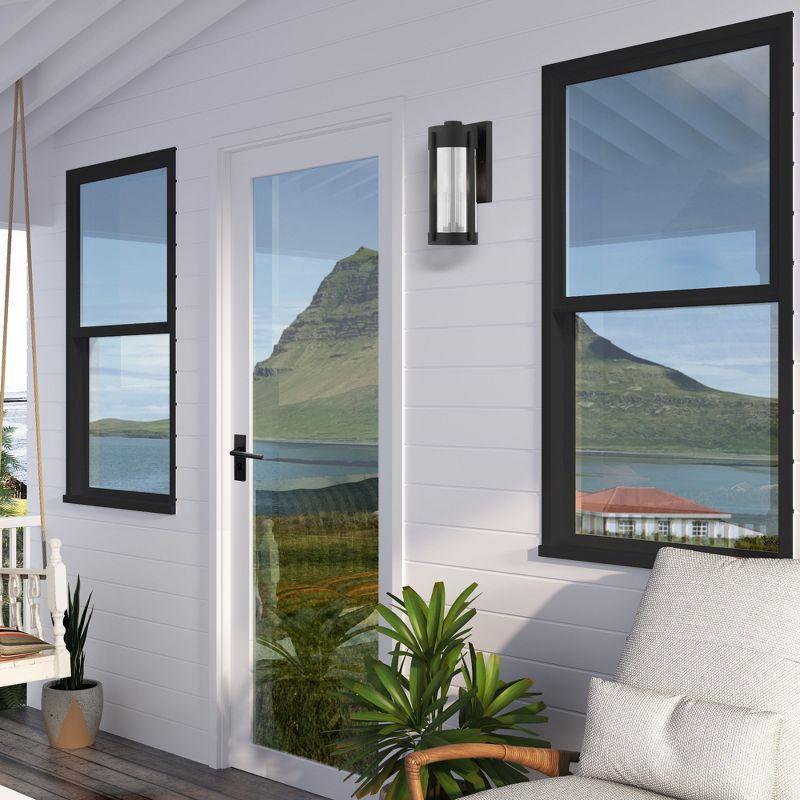 Lighting Lumens 7.5in 2 Light Outdoor Wall Lantern Pendant, Electrical Plated Smoke Glass Shade