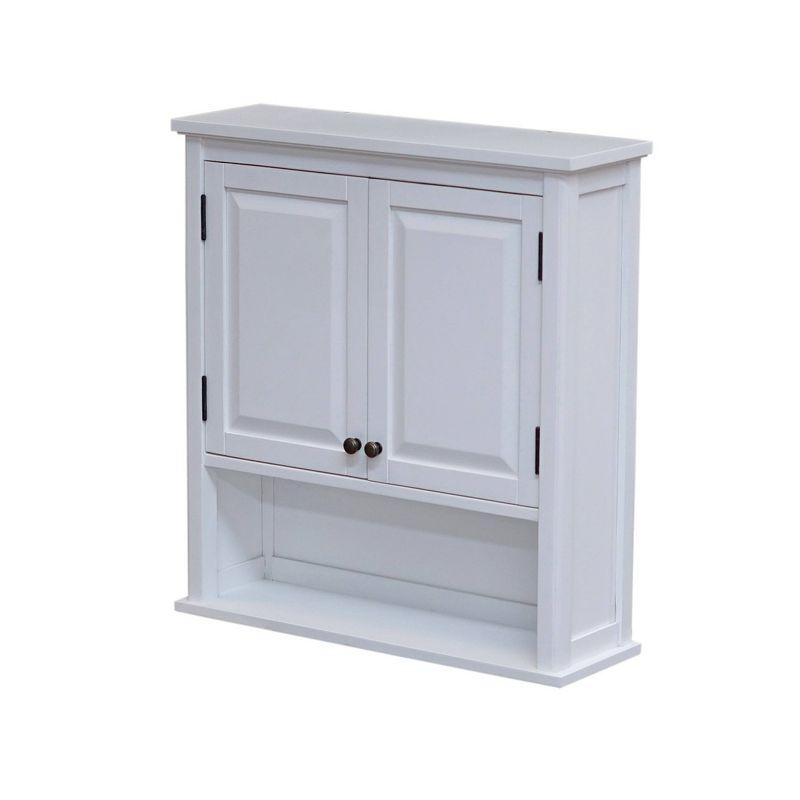 Dorset Wall Mounted Bath Storage Cabinet with Two Doors and Open Shelf White - Alaterre Furniture: Hardwood Medicine Cabinet, Adjustable Shelf