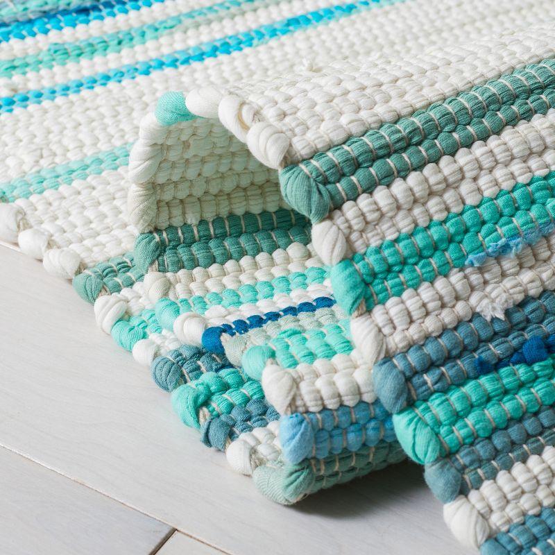 Rag Rug RAR126 Hand Woven Indoor Area Rug - 9'x12' - Ivory/Green - Safavieh