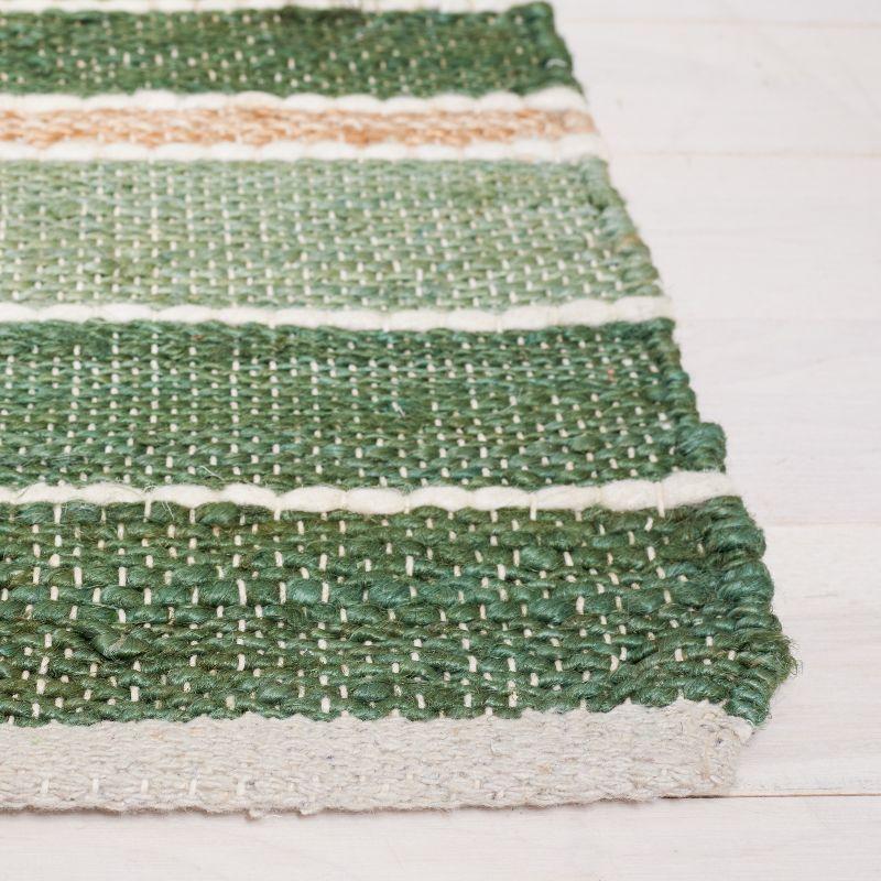 Striped Kilim STK312 Hand Woven Area Rug - Green/Natural - 6'x9' - Safavieh.