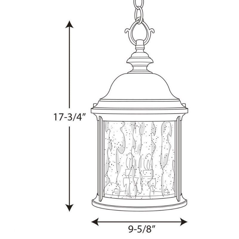 Progress Lighting Ashmore 3-Light Outdoor Hanging Lantern in Antique Bronze with Water Seeded Glass Shade