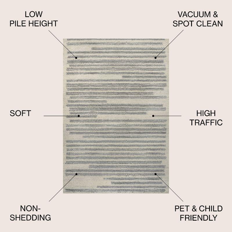JONATHAN Y Khalil Modern Berber Stripe Cream/Gray 8 ft. x 10 ft. Area Rug