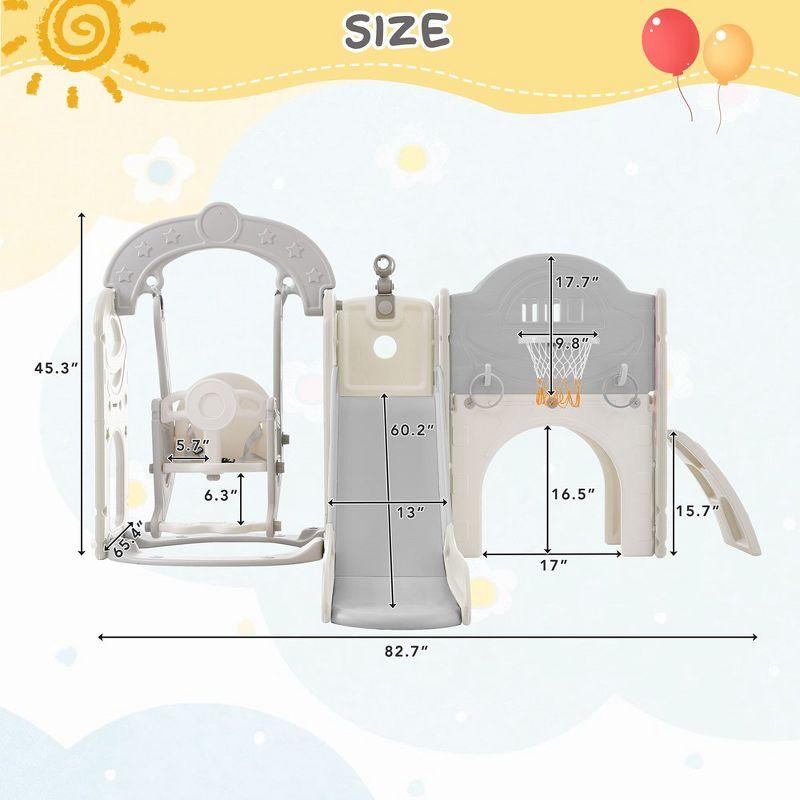 Mocoloo Toddler Slide and Swing Set 7 in 1, Kids Climber Slide Playset with with Ball & Hoop, Telescope