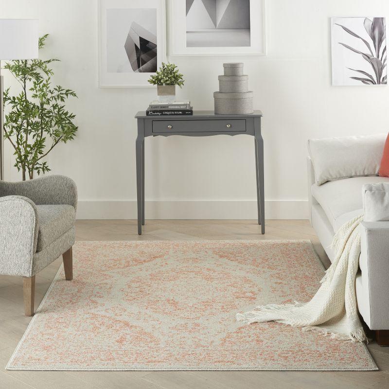 Nourison Tranquil Vintage Persian Center Medallion Area Rug Ivory Pink 5'3" x 7'3"