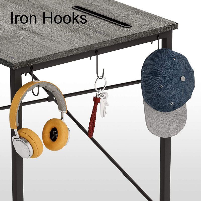 Gray P2 Wood and Steel 44'' Computer Desk with Storage and Headphone Hook