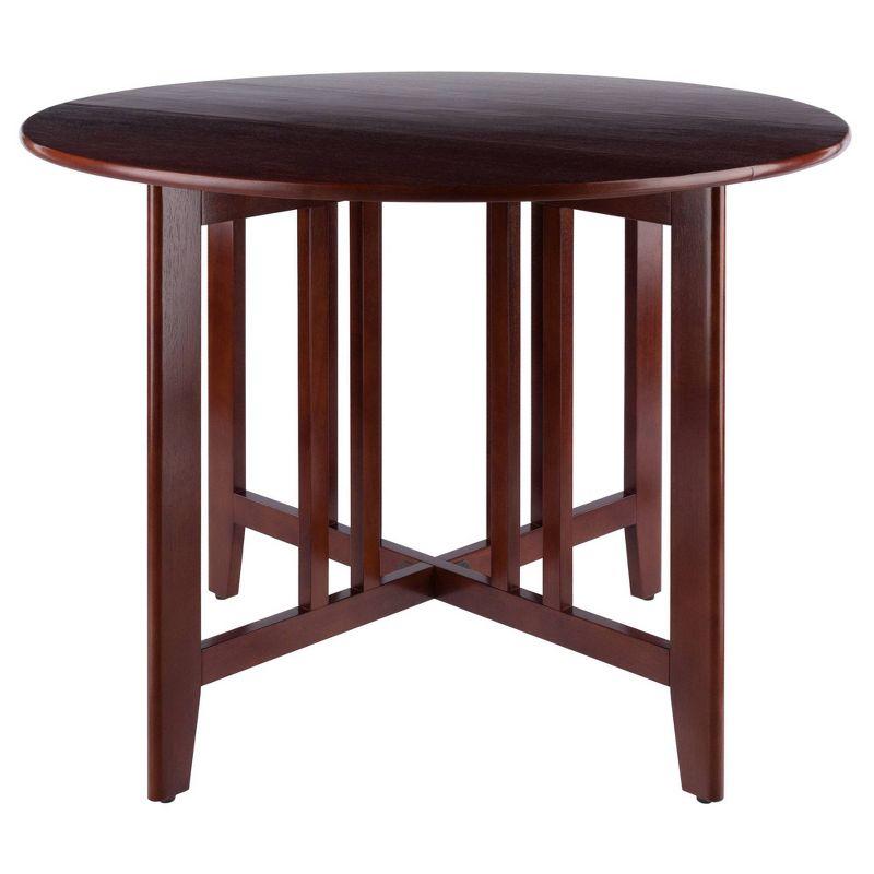 42" Alamo Round Double Drop Leaf Dining Table Wood/Walnut - Winsome: Hardwood Frame, Seats 4, Criss Cross Base