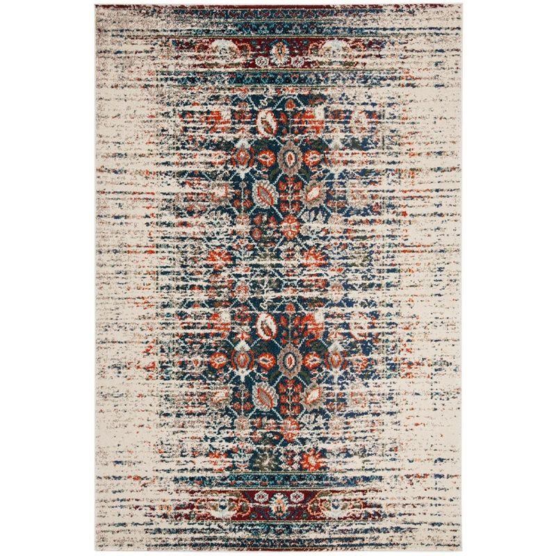 Hertzler Floral Ivory/Blue Area Rug