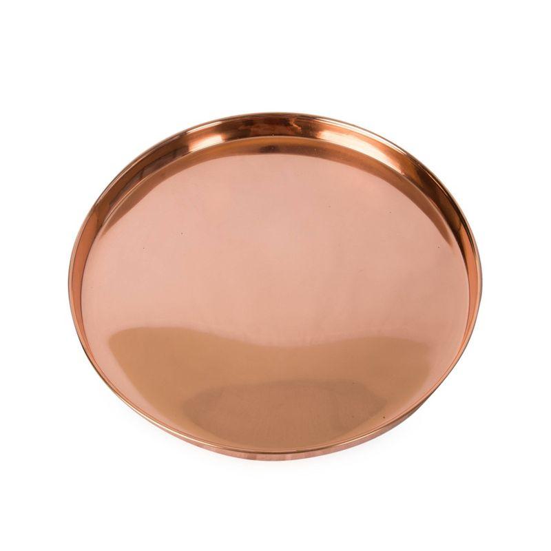 12.5" Decorative Round Stainless Steel Tray Copper Plated Finish - ACHLA Designs: Versatile Indoor/Outdoor Use, Elegant Centerpiece