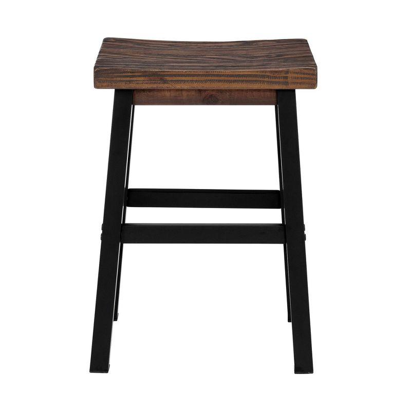 26" Pomona Reclaimed Wood Counter Height Barstool with Metal Legs Brown - Alaterre Furniture