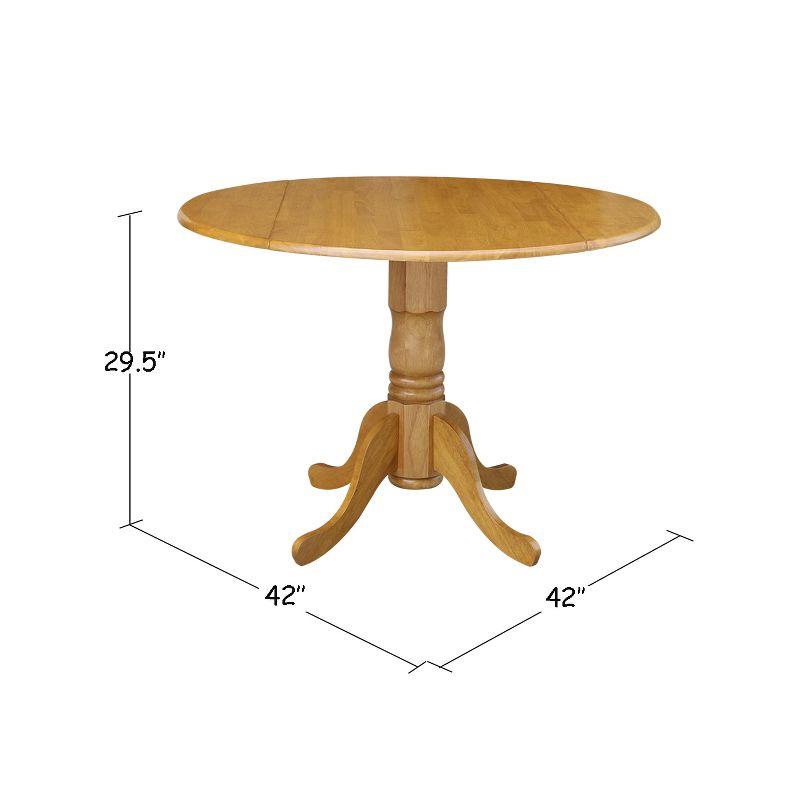 Contemporary 44.5" Round Oak Wood Extendable Dining Table