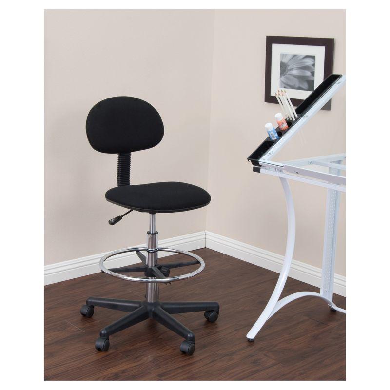 Height Adjustable Drafting Chair with Foot Ring Black - Studio Designs: Ergonomic Swivel Stool, Tall Office Seating