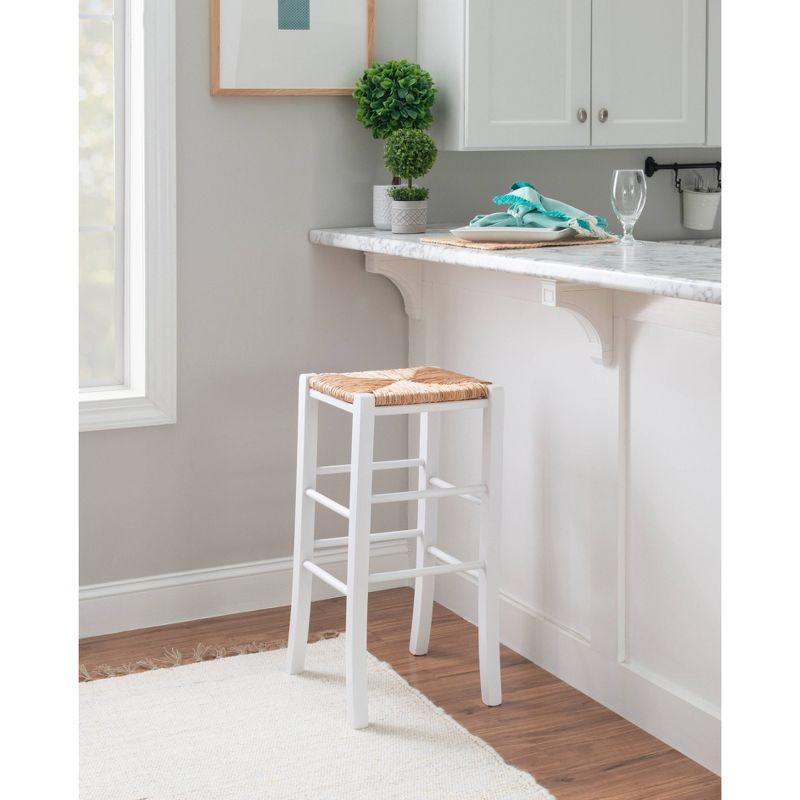 Gianna 37" White Solid Wood Backless Barstools, Set of 2