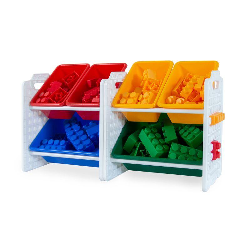 UNiPLAY Toy Organizer With 6 Removable Storage Bins and Block Play Panel, Multi-Size Bin Organizer