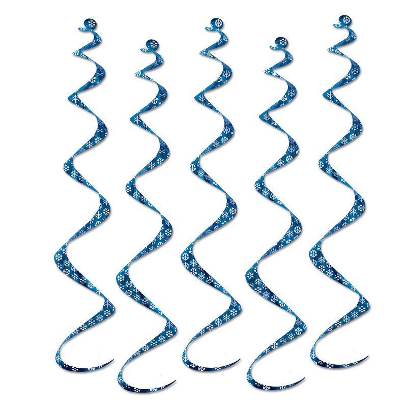 Beistle Printed Snowflake Twirly Whirlys, 24", (10/Pkg) Blue