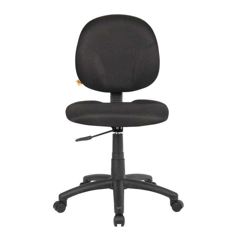 Boss Office Products Diamond Task Chair Black: Upholstered, Swivel, Adjustable Height, Metal Frame, Nylon Legs