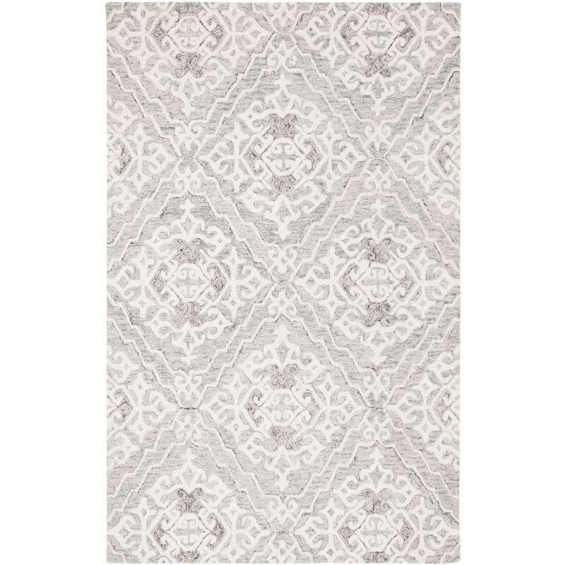 Elegant Gray Hand-Tufted Wool Area Rug 4' x 6'