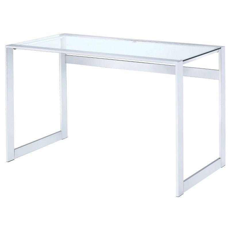 Hartford Minimal Glass Top Writing Desk Chrome - Coaster