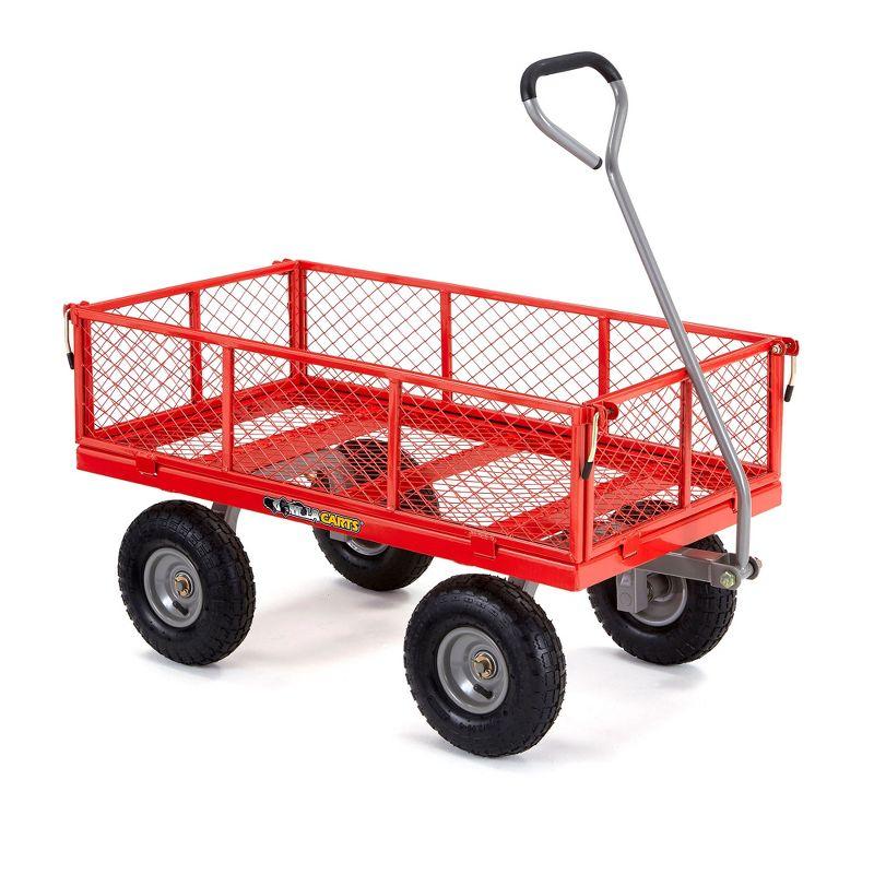 Red Heavy-Duty Steel Utility Wagon with Removable Sides