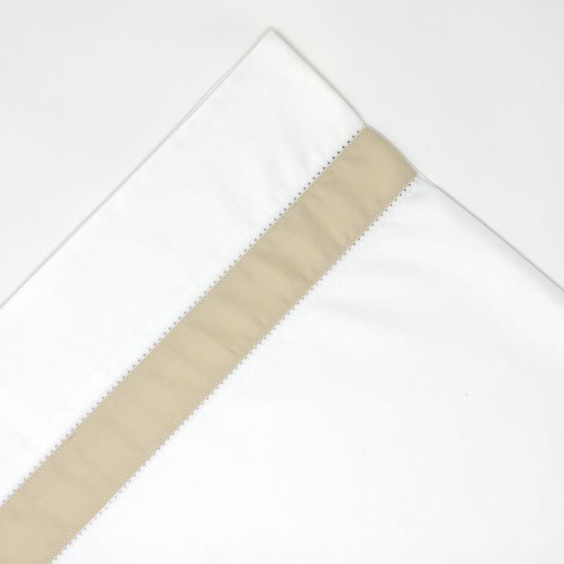 King White with Champagne Cotton Sateen Sheet Set