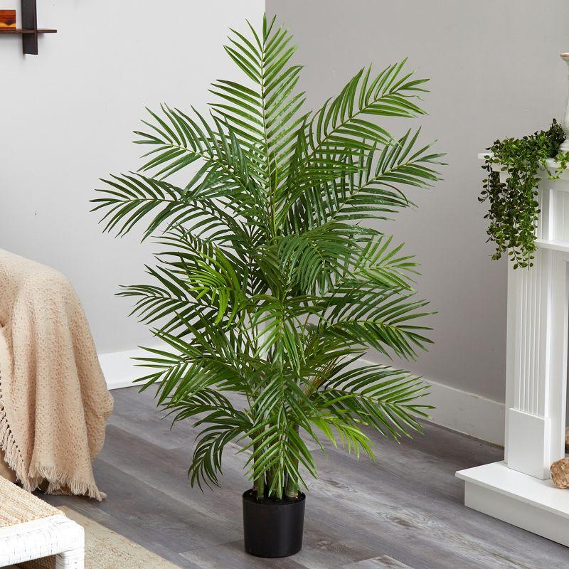 4ft Artificial Areca Palm Tree in Pot - Nearly Natural: Indoor Botanical Decor, Unlit Green Faux Plant