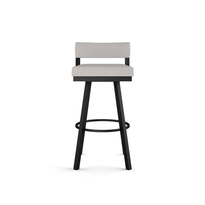 Amisco Travis Upholstered Counter Height Barstool Gray/Black: 26" Fixed Seat, Steel Frame, Polyester