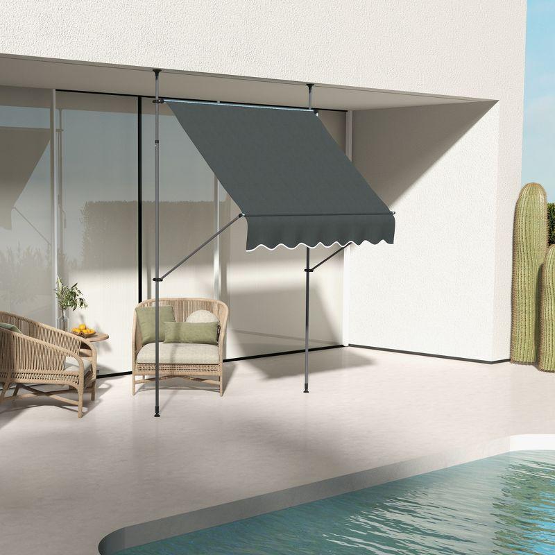 Outsunny D Polyester Cover Retractable Patio Awning