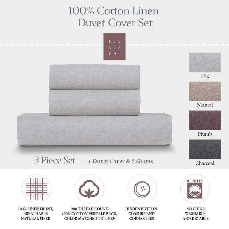 Light Grey Linen Cotton Full/Queen Duvet Cover Set